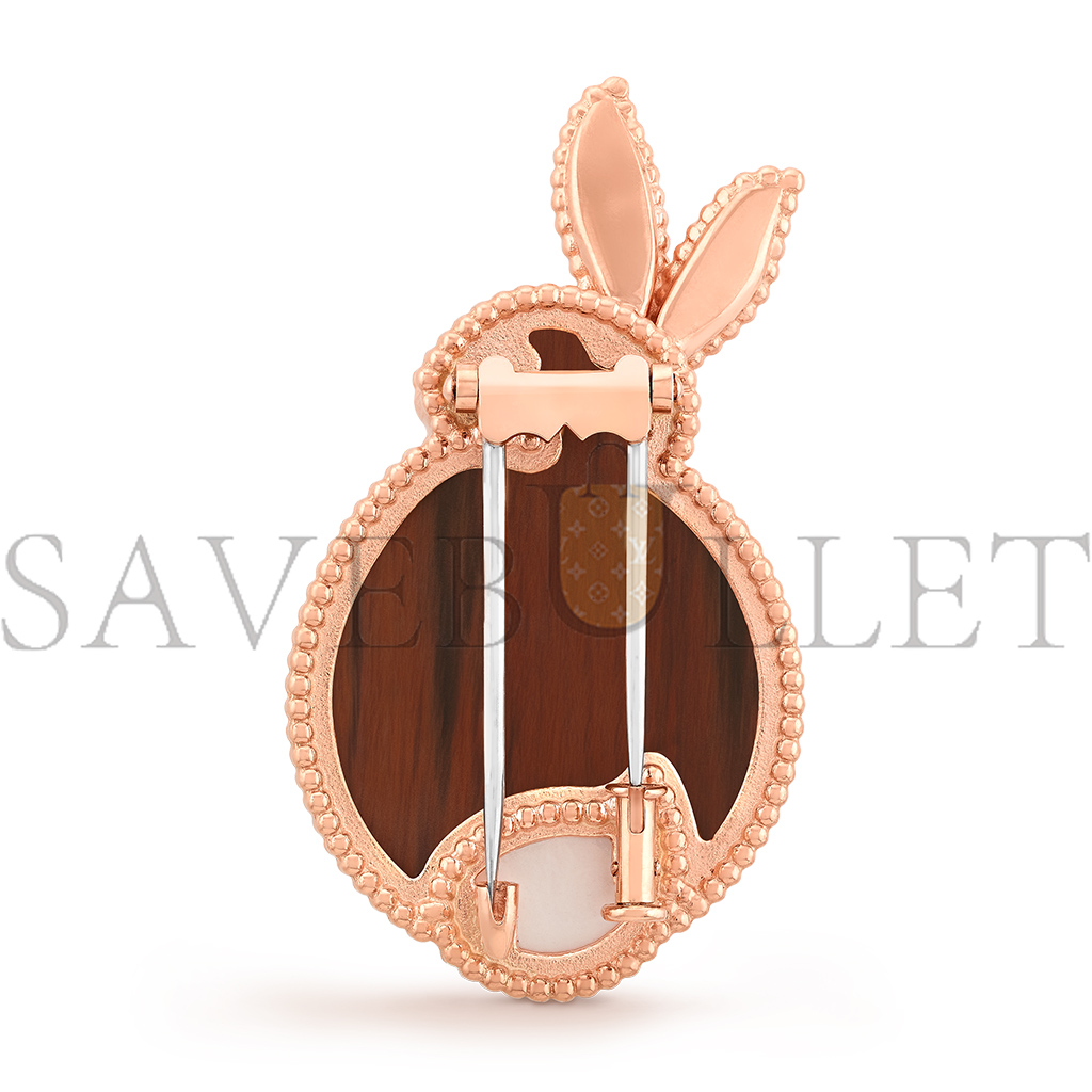 VAN CLEEF ARPELS LUCKY ANIMALS RABBIT CLIP - ROSE GOLD, MOTHER-OF-PEARL, OBSIDIAN, ONYX  VCARP7UN00